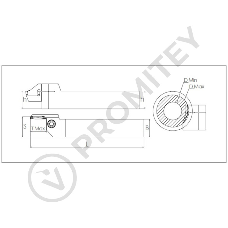 Державка для торцевых канавок 2525 BDKT-A K3C (Ø 200-350) t max:21