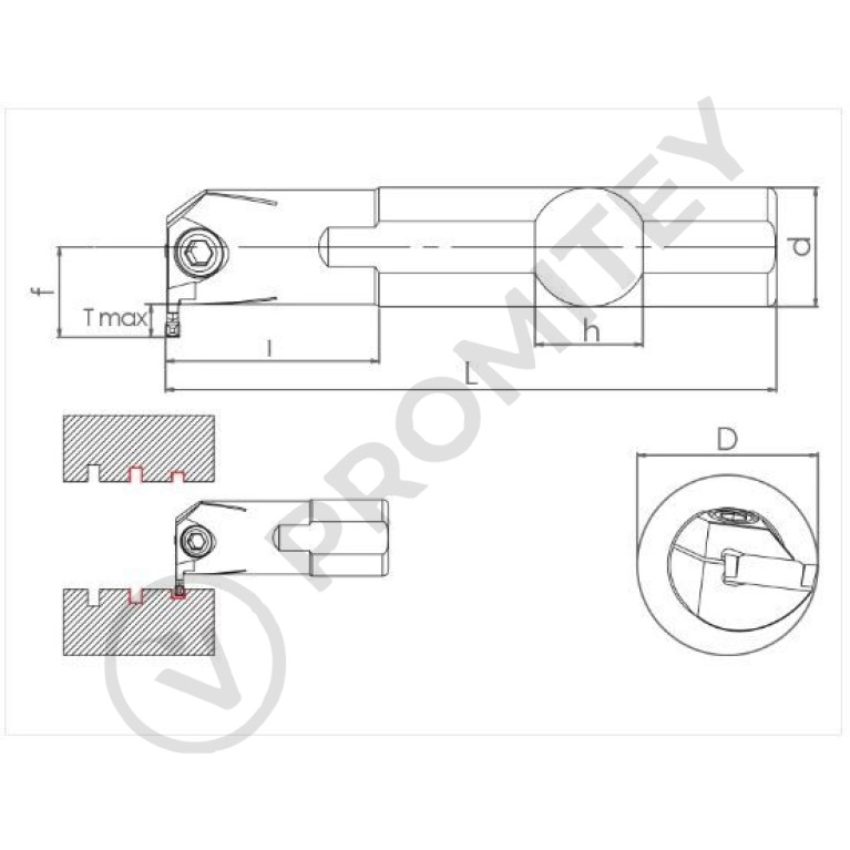 Внутренняя канавочная державка BIKTR 25-HK3C (S224) t max:7