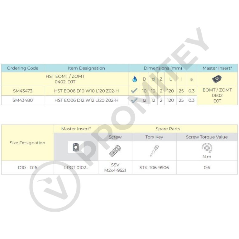Корпус фрезы HST EO06 D10 W10 L120 Z02-H