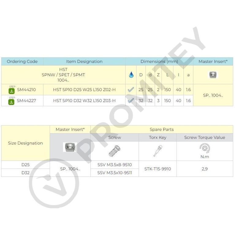 Корпус фрезы HST SP10 D32 W32 L150 Z03-H