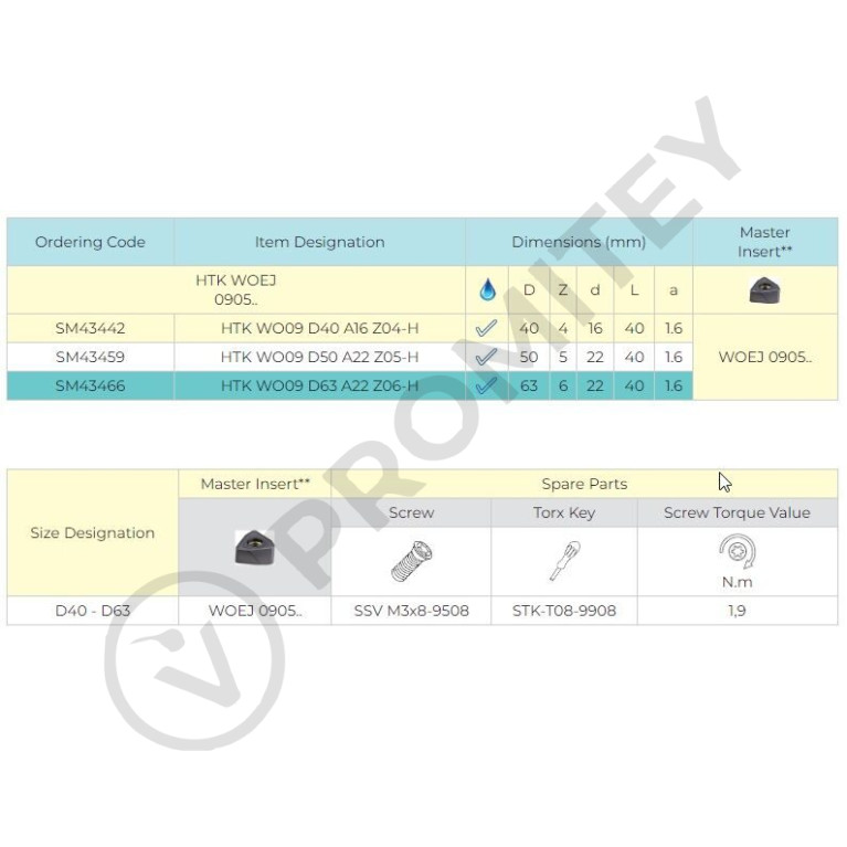 Корпус фрезы HTK WO09 D40 A16 Z04-H