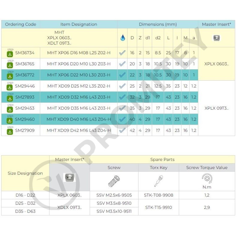 Корпус фрезы MHT XD09 D42 M16 L43 Z04-H