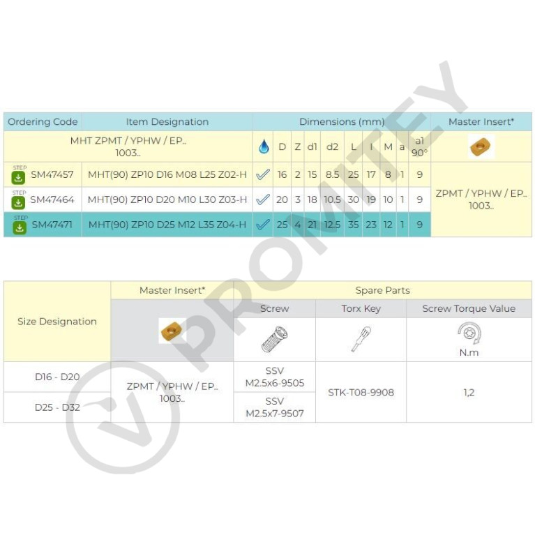 Корпус фрезы MHT(90) ZP10 D20 M10 L30 Z03-H