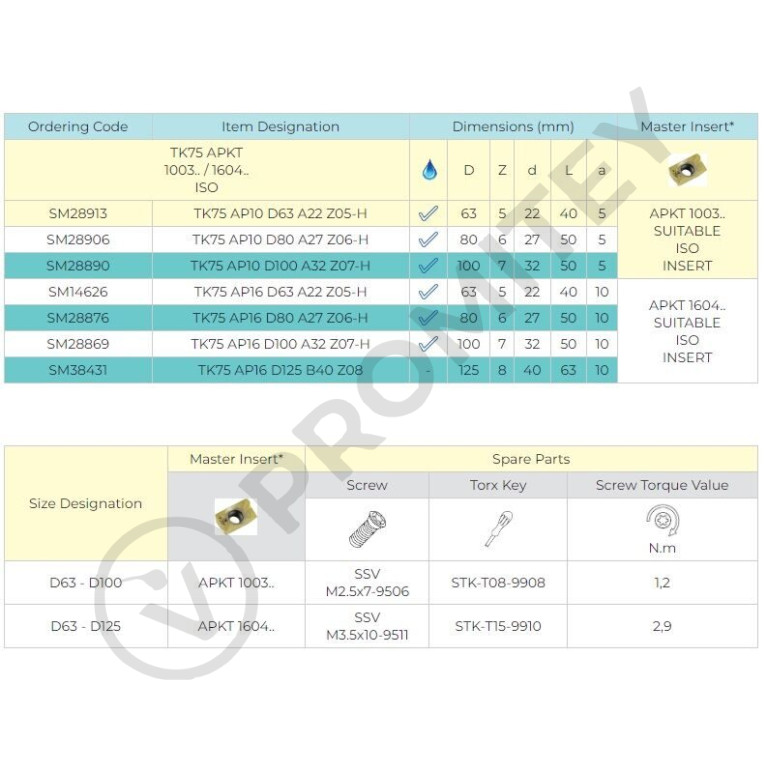 Корпус фрезы TK75 AP10 D63 A22 Z05-H