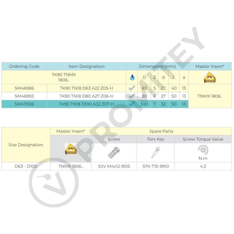 Корпус фрезы TK90 TNGX10 D40 A16 Z04-H