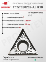 Пластина TCGT 090202-AL K10
