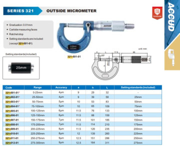 Внутренний микрометр с установочным кольцом 25-50mm ACCUD 351-002-01