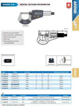 Микрометр цифровой 125-150mm ACCUD 312-006-03